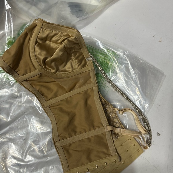 For Love & Lemons Glitter Grid Bustier Top in Gold NWOT Size S - Picture 9 of 10